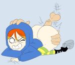  1girl ambiguous_penetration ass biting_lip blue_hoodie cartoon_network disembodied_hands disembodied_penis fat_ass foster&#039;s_home_for_imaginary_friends goth_girl_(fhfif) high_heel_boots one_eye_closed orange_hair partial_male red_hair thick_thighs vaz0v 