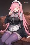  1girl ai_generated fanart fishnet_stockings long_hair maid_headdress maid_outfit nenefthivt pink_hair solo tagme vtuber yellow_eyes 