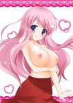 1girl baka_to_test_to_shoukanjuu big_breasts blue_eyes blush breasts female hair_ornament hairclip himeji_mizuki long_hair nipples pink_hair rinka_(yuyutei) solo topless