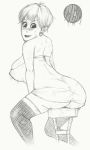  big_ass big_breasts breasts bulma_briefs dragon_ball dragon_ball_z ecchi-graffiti female female_only lipstick milf monochrome nipple solo sweat wet 