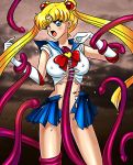 1girl bishoujo_senshi_sailor_moon blonde_hair elbow_gloves gloves long_hair lowres rape sailor sailor_moon sailor_uniform tentacle torn_clothes tsukino_usagi twintails usagi_tsukino wince