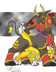 bull centaur digimon glenn_(artist) kyubimon kyuubimon on_all_fours renamon vaginal vajiramon