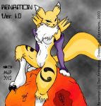 1_anthro 1_female 1_female_anthro 1girl 2003 3_fingers 3_toes anthro anthro_canine anthro_fox anthro_vixen arm_warmers artist_name breasts canine detached_sleeves digimon english_text female_anthro female_anthro_fox female_only female_renamon female_solo fox fur furry kanmeros labia mvp nude pussy renamon rock sitting solo solo_female tail text toei_animation vixen white_fur yellow_fur yin_yang