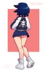 1_girl 1girl 2020 absurd_res artist_name ass back bottomless butt female female_focus female_only high_res human jacket kill_la_kill matoi_ryuuko mostly_clothed no_panties no_panties_under_skirt patreon shoes skirt solo solo_focus standing the_other_half twitter_username two_tone_hair web_address