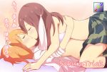  2girls all_fours arm arm_support arms artist_name bare_legs black_socks blonde_hair blush bra brown_hair closed_eyes clothing copyright_name couple female flower friends girl_on_top green_skirt hair hair_flower hair_ornament in_profile kiss kissing legs lingerie long_hair love lying midriff multiple_girls mutual_yuri on_back on_person on_top open_clothes open_shirt orange_hair pink_bra plaid plaid_skirt red_hair sakura_trick saliva school_uniform short_hair short_twintails skirt socks sonoda_yuu sonoda_yuu_(sakura_trick) spread_legs straddling takayama_haruka takayama_haruka_(sakura_trick) tsuti twintails underwear undressing yuri 