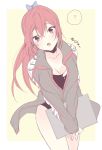  cleavage free! guru laptop leaning_forward long_hair matsuoka_gou red_eyes red_hair 