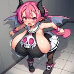  ai_assisted ai_generated anger_vein annoyed big_breasts bimbo blush breast_expansion breasts breasts_bigger_than_head demon_girl disgaea disgaea_3 enormous_breasts gigantic_breasts growth horn huge_breasts inconvenient_breasts nanisore777 nippon_ichi_software raspberyl short_stack shortstack sideboob skindentation succubus unwilling_growth yelling 