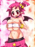  bandage_bra big_breasts big_breasts bimbo breasts cleavage disgaea disgaea_2 elf_ears gigantic_breasts hanako_(disgaea) huge_breasts jidaraku_kissa looking_at_viewer nippon_ichi_software pink_hair pointy_ears pussy revealing_clothes short_stack shorts shortstack skimpy_clothes tight_shorts 