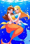  2girls ai_generated alluring alternate_species ass big_breasts bikini_top breasts cleavage crossover female female/female female_only humanoid looking_at_viewer mario_(series) mermaid nightcore_(artist) nintendo ocean princess_daisy princess_zelda sea super_smash_bros. tail tears_of_the_kingdom the_legend_of_zelda the_legend_of_zelda:_tears_of_the_kingdom underwater water yuri zelda_(tears_of_the_kingdom) 