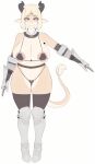  1girl big_ass big_breasts brown_skin cervina7_(artist) cute dragon horns long_ears posing seductive smile steal_boots tail thighs white_skin yellow_hair 