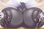  angel angel_wings ber00 breast_expansion gigantic_breasts grey_skin halo hazbin_hotel lactation naughty_face sera_(hazbin_hotel) 