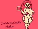  1girl big_ass big_breasts christmas_cookie_marker_(find_the_markers) cookie find_the_markers justmad9876_(artist) naked_female nude_female red_body red_hair red_nipples tan_skin 