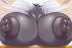 angel angel_wings ber00 breast_expansion gigantic_breasts grey_skin hazbin_hotel naughty_face sera_(hazbin_hotel)