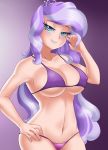 1girl aged_up bikini blue_eyes breasts cogbrony diamond_tiara diamond_tiara_(mlp) female female_only friendship_is_magic humanized long_hair looking_at_viewer mostly_nude my_little_pony solo standing swimsuit two-tone_hair