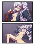  1girl cum cum_in_pussy cum_inside franken_fran guro inkershike instant_loss_2koma madaraki_gavrill partially_clothed purple_hair red_eyes silver_hair 