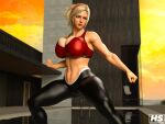  1girl 3d alluring ass athletic_female big_ass big_breasts blonde_hair female_abs female_only fit_female hagiwara_studio headband high_res high_resolution lidia_sobieska namco polish polish_female ponytail prime_minister sports_bra sportswear swimming_pool tekken tekken_8 thick_thighs tights 