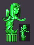  1girl 2023 angel arms_out cleavage closed_eyes clothed crown curvy green_body leaning_forward limited_palette medium_hair open_smile robe sculpture sega shiny sonic_cd* sonic_the_hedgehog_(series) sprite voluptuous wacky_workbench_statue wide_hips wings 