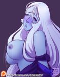  1girl 1girl blue_diamond_(steven_universe) bouncing_breasts breasts cartoon_network closed_eyes female_only inkershike patreon purple_background steven_universe 