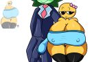  1boy 1boy1girl 1girl big_ass big_breasts big_thighs blue_sweater cursed_emoji emoji emoji_(race) jp20414(artist) mr.jeffrey reference_image touching_penis yellow_skin 