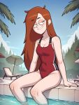  ai_generated disney disney_channel freckles gravity_falls long_hair pool poolside red_hair wendy_corduroy 