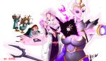  bald_woman black_sclera breasts jorge_vic&#039;s_(artist) mage magic_user pink_eyes priest priestess shoulder_pads slaanesh_(cult) tiara transformation warhammer_(franchise) warhammer_40k 