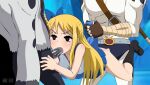 bestiality fairy_tail fellatio group_sex licking_penis lucy_heartfilia male/female mmf_threesome oral sound spitroast taurus_(fairy_tail) threesome video webm whentai