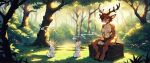  ai_generated antlers big_breasts cum cumshot deer deer_girl forest forest_background furry furry_female futanari grabbing_own_penis grabbing_penis green_eyes horns masturbation masturbation red_hair reindeer_antlers short_hair smile 