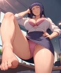  1girl ai_generated bikini black_hair black_skirt foot_focus hinata_hyuuga long_hair mature_female naruto naruto_shippuuden nude panties pervert pervert_female pink_bikini pink_panties pussy pussy_focus sex_invitation sexually_suggestive solo_focus 