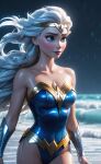 ai_generated blonde blonde_female blonde_hair blue_eyes bodysuit braid disney elsa_(frozen) frozen_(movie) long_hair tiara wonder_woman_(cosplay)