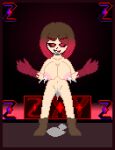  1girl alternate_version_available bete_noire betty_noire black_eyes boots breasts brown_hair female_only glitchtale nude pixel_(artwork) pixel_art red_eyes red_hair short_hair squirt undertale_au zixy_(artist) 