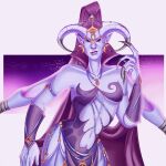  albaculpa androgynous black_eyes daemon deviantart earrings horns jewelry keeper_of_secrets long_hair looking_at_viewer multiple_arms purple_hair warhammer_(franchise) warhammer_40k 