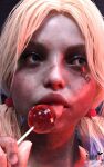  10:16 1girl 3d 3d_(artwork) 4k blonde blonde_hair blue_eyes dc_comics dirty dirty_face dirty_skin face_tattoo female_focus harley_quinn licking licking_lollipop lips lollipop multicolored_hair open_eyes patreon patreon_username ponytails roosterart solo_focus subscribestar subscribestar_username suicide_squad:_kill_the_justice_league tongue tongue_out twin_tails video_game video_game_character video_game_franchise villainess 