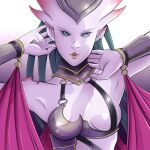  big_breasts black_sclera daemonette demon demon_girl horns looking_at_viewer purple_skin warhammer_(franchise) warhammer_40k 