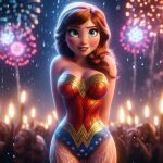  ai_generated anna_(frozen) blue_eyes braid brown_hair dc_comics dc_comics frozen_(movie) long_hair wonder_woman_(cosplay) 