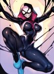  ai_generated big_breasts bodysuit hood hoodie marvel marvel_comics mask masked masked_female older older_female spider-gwen spider-man:_into_the_spider-verse spider-verse symbiote venom venomized young_adult young_adult_female young_adult_woman 