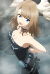  1girl alluring auburn_hair big_breasts blue_eyes_eyes bodysuit breast_tattoo cleavage eunie_(xenoblade) nintendo onsen steam undressing xenoblade_(series) xenoblade_chronicles_3 クベン_/_kben 