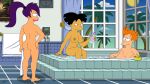  1boy 20th_century_fox 2girls alluring amy_wong ass big_breasts black_hair futurama hot_tub jacuzzi nude orange_hair philip_j._fry purple_hair spider-matt threesome turanga_leela 