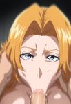 1boy 1girl :>= ai_generated big_breasts bleach blue_eyes breasts breasts_bigger_than_head fellatio female_focus gigantic_breasts high_res long_hair male/female massive_breasts matsumoto_rangiku mature mature_female mature_woman nai_diffusion oral orange_hair patreon patreon_paid patreon_reward pov solo_focus stable_diffusion tofuro wavy_hair