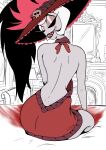  demon_girl female_only grey_hair grey_skin hazbin_hotel kekritar looking_back looking_back_at_viewer rosie_(hazbin_hotel) sharp_teeth solo_female uinu virgin_killer_sweater 