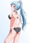  1girl alluring ass bikini blue_hair kawasaki_saki konoyan looking_back_at_viewer ponytail purple_eyes yahari_ore_no_seishun_lovecome_wa_machigatteiru. 