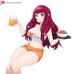 1girl 1girl 1girl alluring alternate_costume bare_legs breasts female_only fire_emblem fire_emblem_engage hayato_stuff hooters waitress yunaka_(fire_emblem)