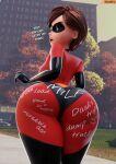  1girl 3d 3d_(artwork) ass ass_focus blender_(software) body_writing elastigirl female_focus female_only helen_parr large_ass milf smitty34 stockings superheroine text the_incredibles thick_thighs voluptuous voluptuous_female writing_on_ass 