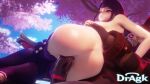 1boy 1girl big_breasts big_butt bouncing_ass bouncing_breasts bubble_butt dragk genshin_impact hilichurl_(genshin_impact) moaning purple_eyes purple_hair raiden_shogun reverse_cowgirl_position stockings thick_thighs vaginal_penetration