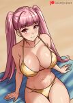 1girl 1girl 1girl alluring alternate_costume big_breasts bikini breasts cleavage female_only fire_emblem fire_emblem:_three_houses gold_bikini gold_swimsuit hayato_stuff hilda_valentine_goneril nintendo swimsuit yellow_bikini yellow_swimsuit