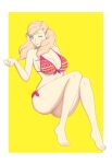 1girl alluring ann_takamaki ass big_ass big_breasts big_breasts bikini blonde_female blonde_hair blue_eyes blush breasts cleavage eyewear_on_head fat_ass nahone_peko persona persona_5 smile swimsuit teen thick_thighs thin_waist twin_tails wide_hips