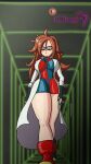  1girl android_21 android_21_(human) big_breasts blue_eyes breasts doctor dragon_ball dragon_ball_super dragon_ball_super:_super_hero dragon_ball_z:_kakarot extraxxxanimacion female_only glasses humanoid_robot legs long_hair long_legs mature_female miniskirt nude robot sexually_suggestive skirt solo_focus vomi_(dragon_ball) 