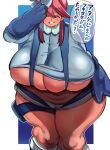  belly_bulge closed_eyes jinzai_5 pokemon red_hair skyla skyla_(pokemon) smile voluptuous 