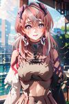  1girl ai_generated breasts city emikukis fanart female_only owozu solo_female two_tone_hair vtuber 