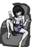  1girl adult_swim barefoot bottomless creepy_susie dress drink goth goth_girl happy laying_down sitting skimpy_dress the_oblongs wine_glass 