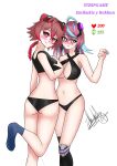  2girls breasts emikukis fanart female_only like_icon owozu rakkunvt retweet_icon signature stripgame vtuber white_background 